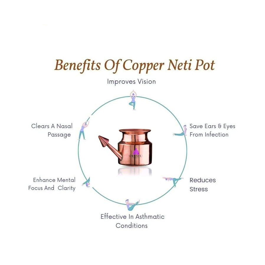 OREAYU™ Copper Jala Neti Pot for Sinus, Nose Irrigation